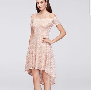 Off-the-Shoulder Lace High-Low Dress